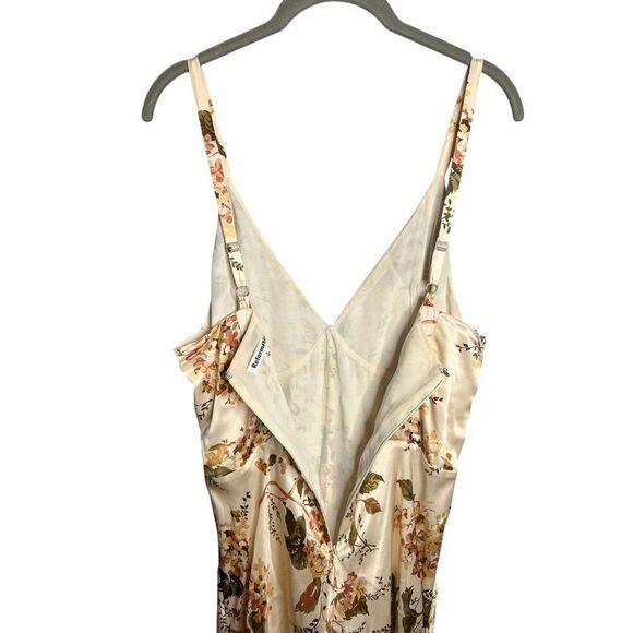 Reformation Esa Silk Dress Size 8 Bella Tan Floral Maxi V Neck Gown - Picture 9 of 10